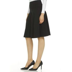 Semi Pleated Black A Line Skirt Midi Length Size 4